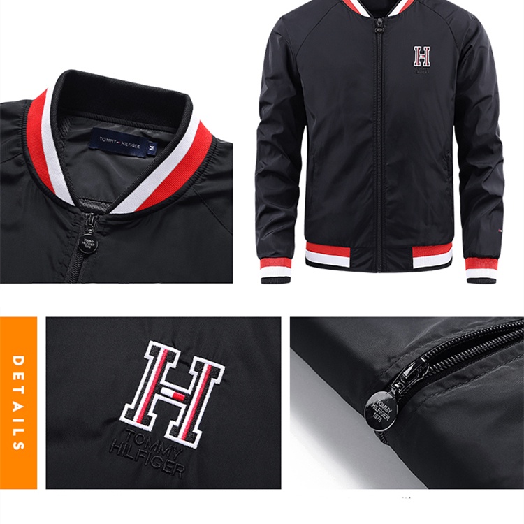 Tommy100% Áo Khoác Bóng Chày Nam Thời Trang