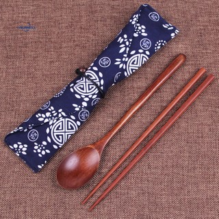 FAIRNULL Bộ Muỗng Đũa Bằng Gỗ Phong Cách Vintage Kèm Túi Đựng