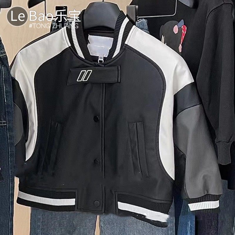 Áo Khoác Bóng Chày Bằng Da Dáng Rộng Thời Trang Mùa Thu Phong Cách Hàn Quốc Cho Bé Trai