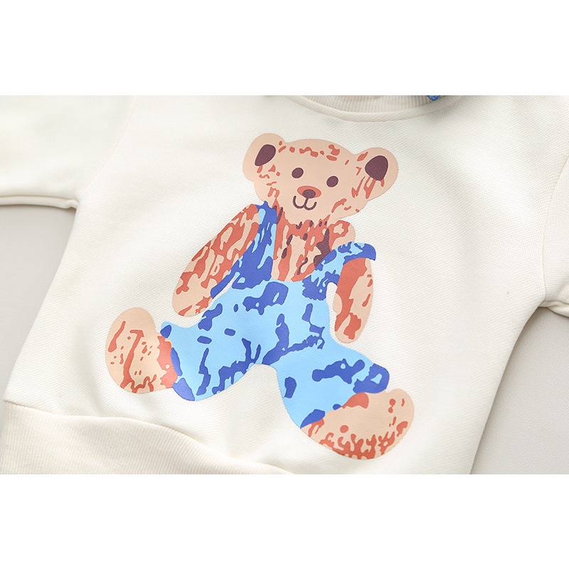 Set Đồ Thể Thao 2 Món Gồm Áo Thun cotton In Hình Gấu + Quần Jean Thời Trang Cho Bé