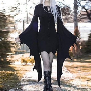 Đầm Hóa Trang halloween Kiểu Áo Choàng Cổ Chữ v Có Mũ Trùm Đầu Phong Cách vintage