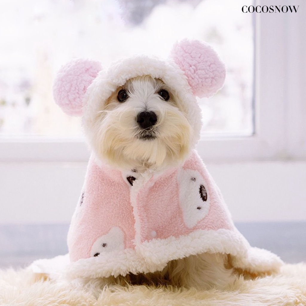 Áo Choàng Giữ Ấm Mềm Mại Họa Tiết Gấu Hoạt Hình Dành Cho Cún Cưng