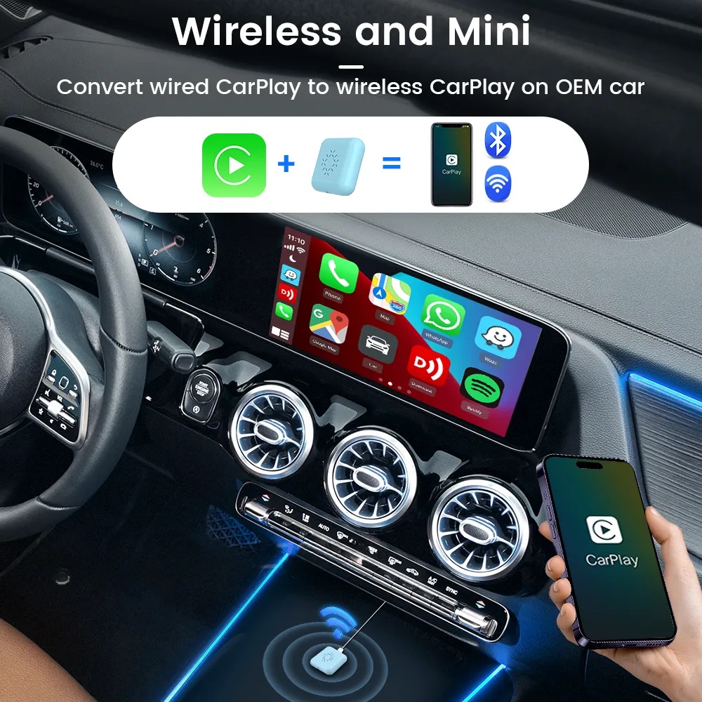 Hộp carplay mini Không Dây carlinkit Kết Nối bluetooth wifi Cho Xe Hơi Chính Hãng ios