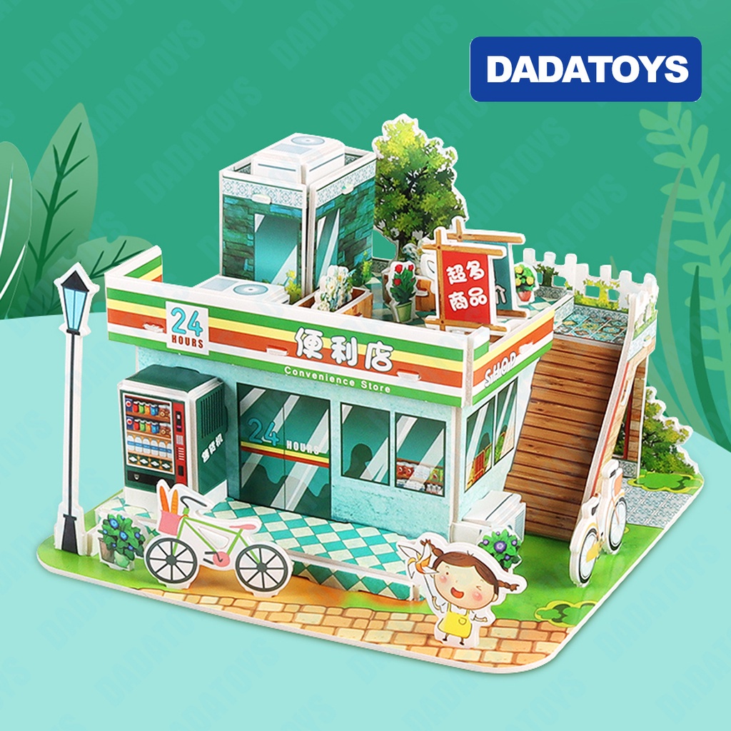 Đồ Chơi Xếp Hình Giáo Dục 3D Dành Cho Trẻ Em - Mô Hình Ngôi Nhà, biệt thự, phòng bếp, quán cafe