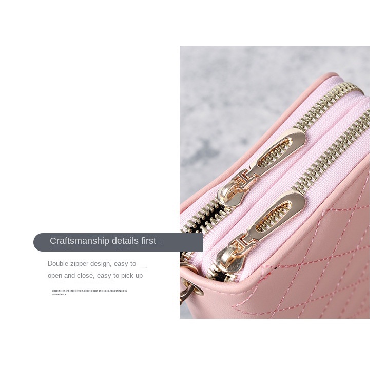 Ví Cầm Tay Dáng Dài Có Khóa Kéo Thêu Họa Tiết Thời Trang Cho Nữ