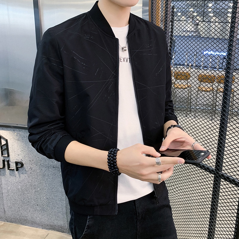 Áo Khoác Bóng Chày Mỏng Tay Dài Dáng Rộng Cổ Đứng In Họa Tiết Kẻ Sọc Cỡ Lớn Thời Trang Cho Nam Trung Niên