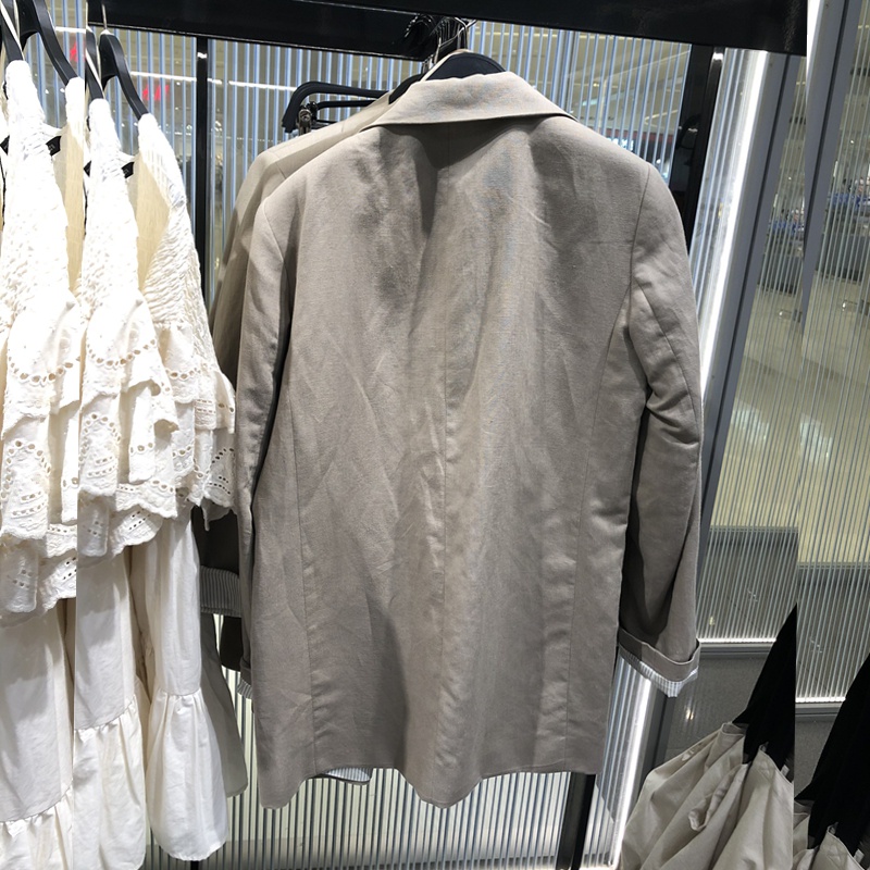 Zara Áo Khoác blazer Chất Liệu cotton Lanh Kẻ Sọc Thời Trang Mùa Thu Cho Nữ