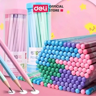   HỌA CỤ DELI  Bút chì lục giác Deli - 30 chiếc hộp loại 2B HB màu sắc pastel dễ thương thân gỗ tự nhiên dễ gọt vẽ tranh 