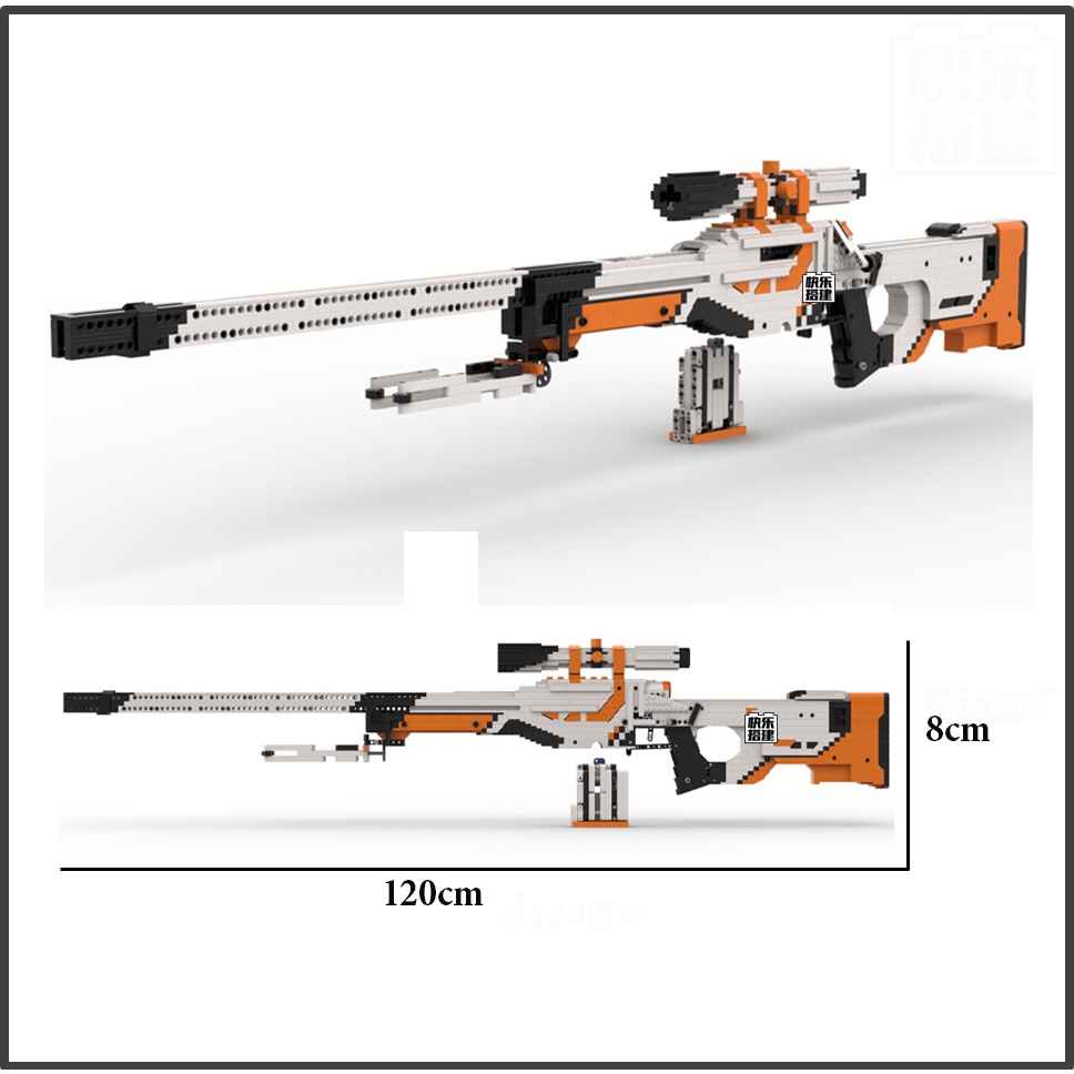 Xả hàng Lắp ráp Mô Hình Cao Cấp Free Fire Súng Trường Sniper AWP ASIIMOV No.KV001 Với 2000+ Mảnh Ghép đẹp tặng xe
