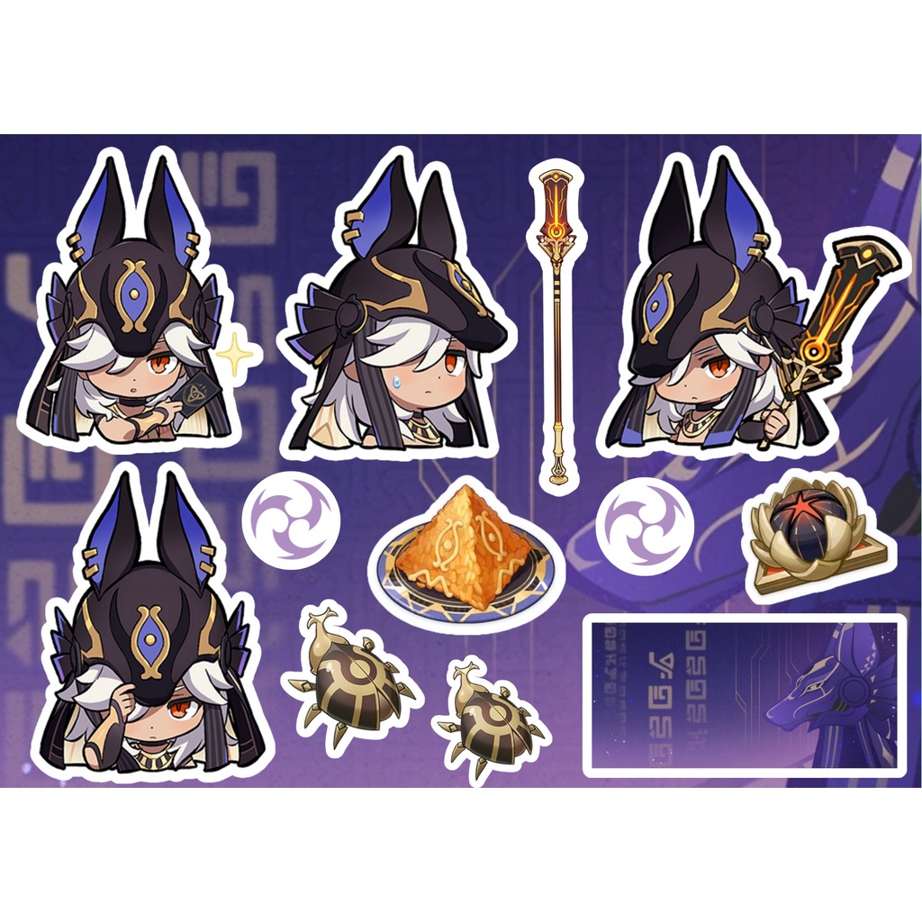 MINI STICKER PACK 🔔  Sticker Pack Genshin Impact A6  - Cắt Sẵn - Màng Cán Chống Nước - Keo Dán Sẵn