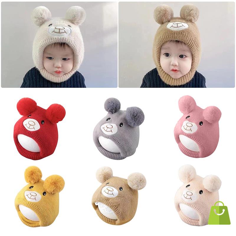 Mũ Trùm Đầu Che Mặt Dày Dặn Chống Gió Giữ Ấm Mùa Đông Bảo Vệ Cho Bé Trai Và Gái
