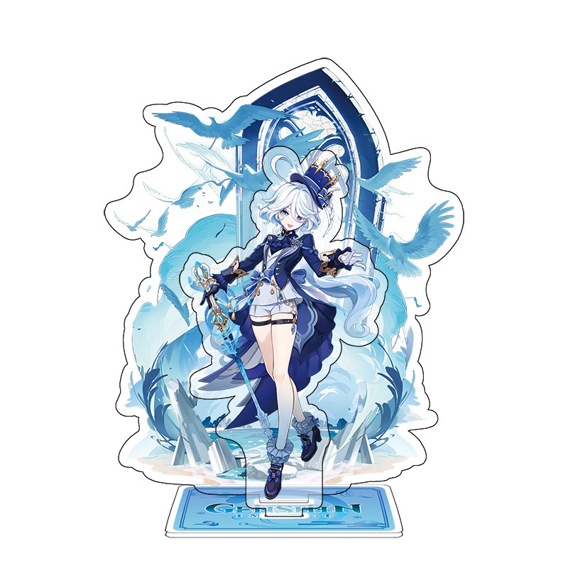 Genshin Iqpact furina Giá Đỡ acrylic Hai Lớp Hai Lớp Họa Tiết Hoạt Hình Trang Trí Bàn Làm Việc