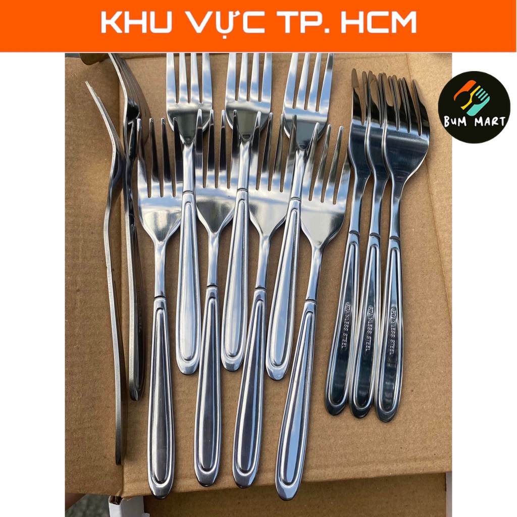 Nĩa INOX 4 chấu cao cấp 20 cm bàn ăn sang trọng - nỉa đúc liền chất liệu thép không gỉ ăn trái cây bò né