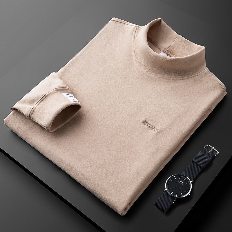 Áo Thun Tay Dài Cổ Lọ Ôm Dáng Thêu Chữ Thời Trang Mùa Thu Ấm Áp Cho Nam