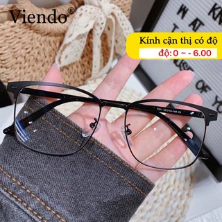 Kính Giả Cận Nam Nữ VIENDO Kính Cận Gọng Vuông Kim Loại Đổi Màu Khi Ra Nắng Chống Ánh Sáng Xanh Chống Tia UV Cao Cấp (Cắt Kính Theo Yêu Cầu)