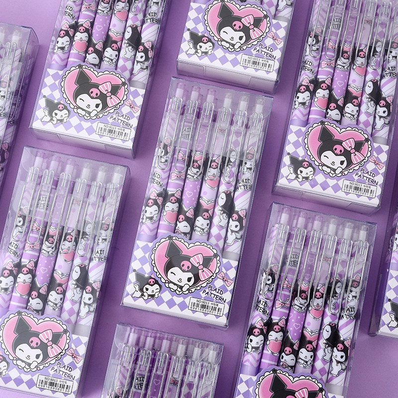 Set 12 Bút Mực gel Họa Tiết Hoạt Hình kuromi Bằng Kim Loại Dễ Thương Độc Đáo Cho Học Sinh