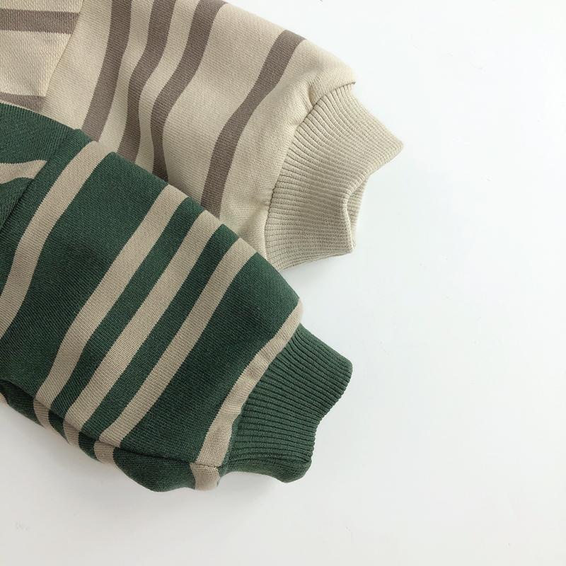 Áo Sweater oversize Kẻ Sọc Bằng Vải cotton Thời Trang Xuân Thu Phong Cách Hàn Quốc Cho Bé Trai Và Gái