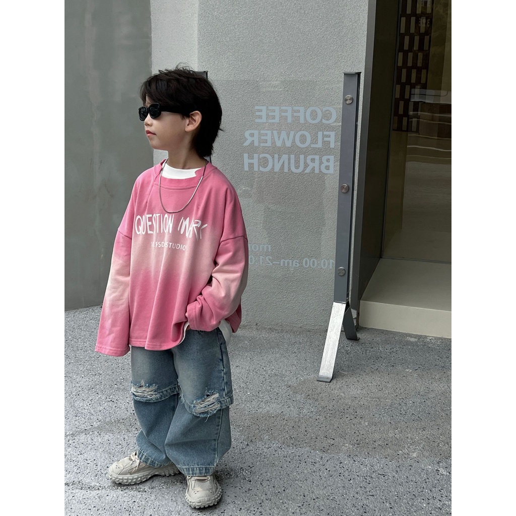 Áo nỉ cho bé AB787 size 90-140 màu hồng omber, thời trang trẻ em phong cách Hàn Quốc