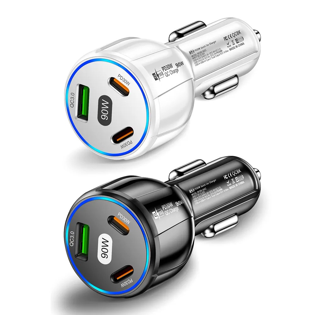 HUAWEI XIAOMI Tẩu Sạc Điện Thoại 3 Cổng usb qc3.0 90w Cho Xe Hơi samsung
