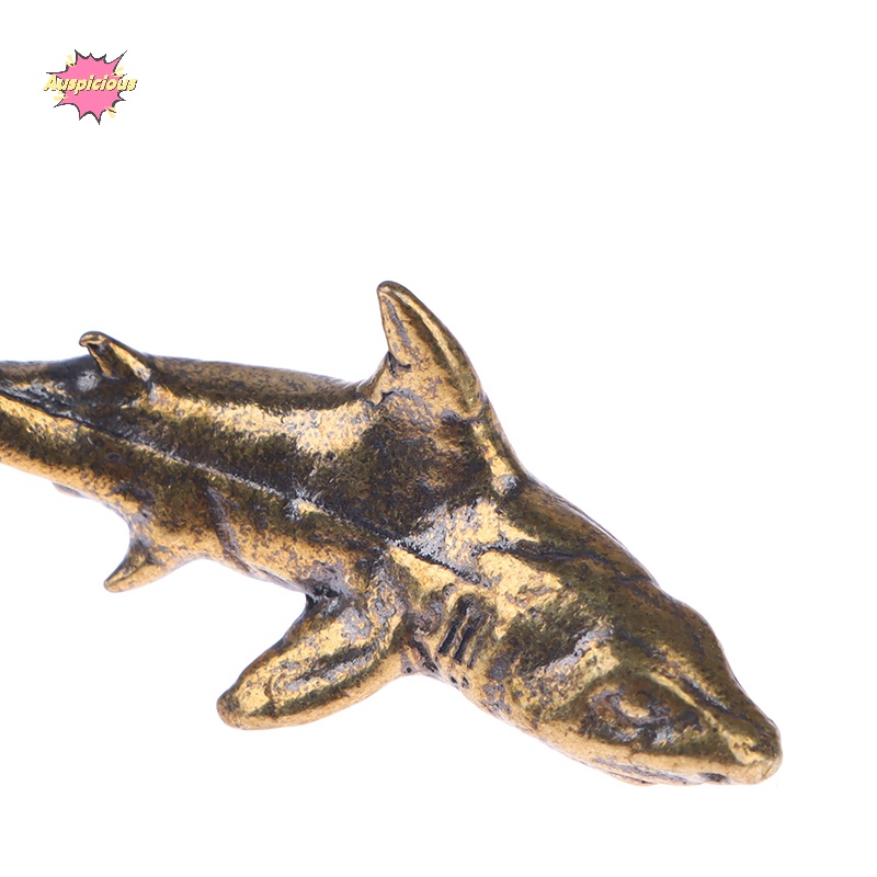 1 Bức Tượng Cá Mập Bằng Đồng Thau Để Bàn Trang Trí Phong Cách vintage