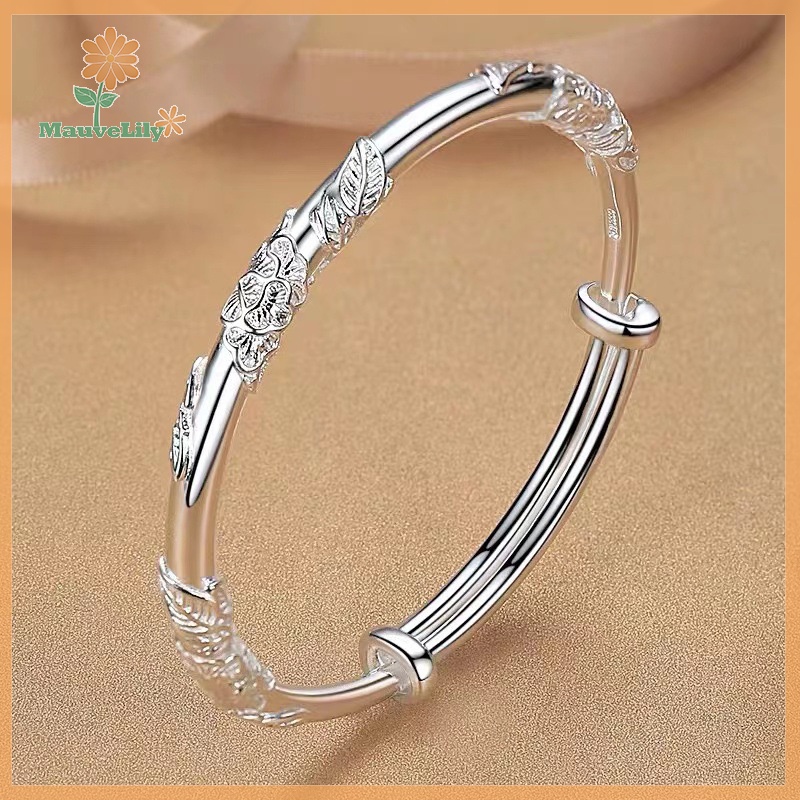 1 Vòng Tay Bạc Dạng Mở Hình Hoa Thời Trang Cho Nữ
