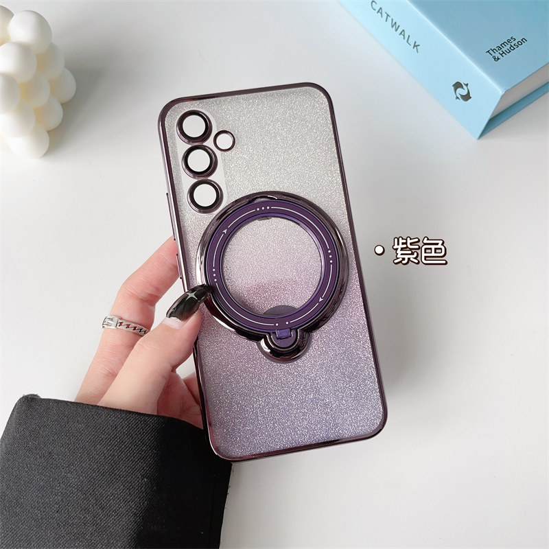 Ốp Điện Thoại Mềm Màu gradient Lấp Lánh Có Nhẫn Đỡ Từ Tính Cho samsung s22 ultra plus s20 fe a52 a13 a52s a23 5g