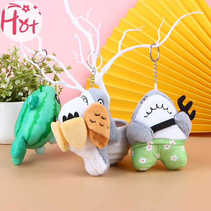 Móc Khóa Hình Cá Mập Nhồi Bông Mềm Mại Đáng Yêu