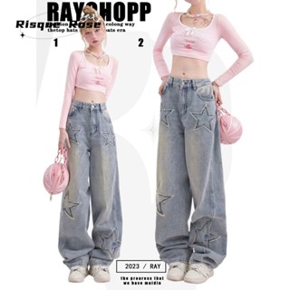 Risque Rose quần ống rộng quần nữ jean Xu hướng Cổ điển Dễ thương Stylish WNK2300LUO 41Z231011