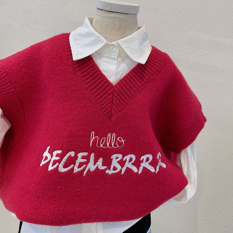 Áo Len Không Tay Phong Cách Hàn Quốc Cho Bé Từ 1-3 Tuổi