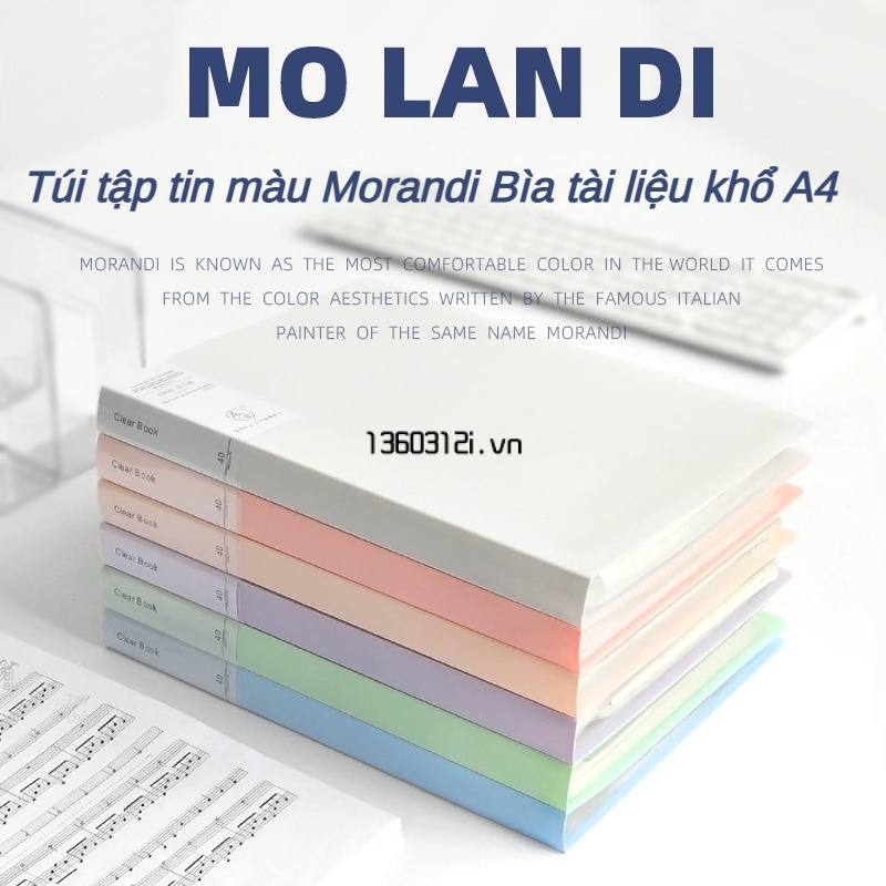 Hệ màu Morandi File lá A4 đựng tài liệu nhiều ngăn, Tệp đựng tài liệu 10 / 20 / 30 / 40 / 60 / 80 / 100Sổ tư liệu sách đề thi