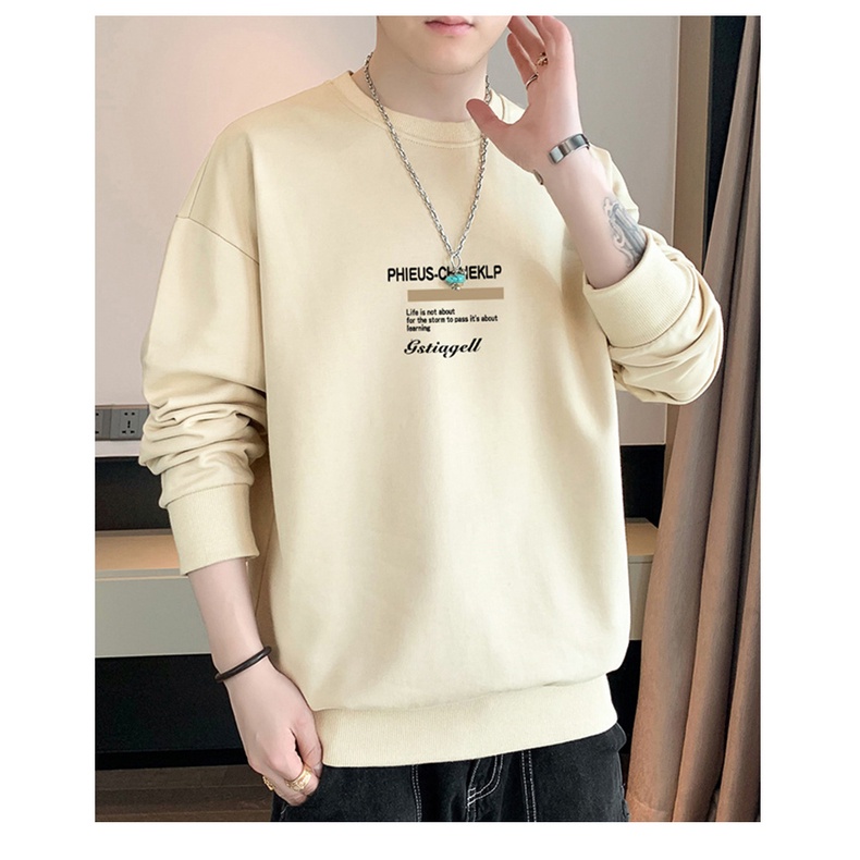 Áo sweater Tay Dài Cổ Tròn In Họa Tiết plus size Thời Trang Mùa Thu Cho Nam