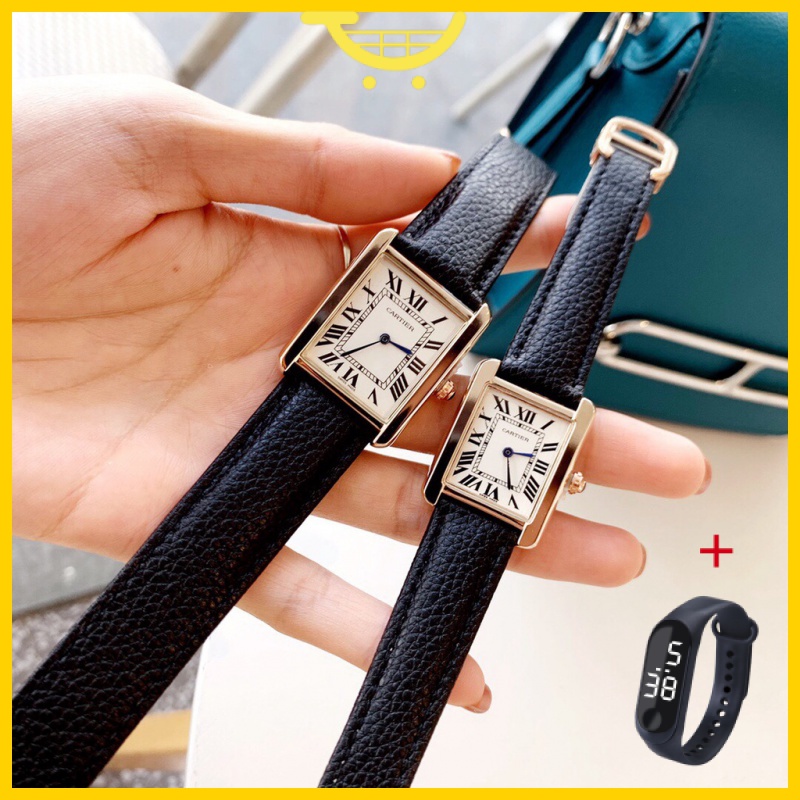 Đồng hồ nữ Đồng Hồ Đeo Tay Máy quartz Mặt Vuông Dây Da Phong Cách retro Cho Cặp Đô 101049