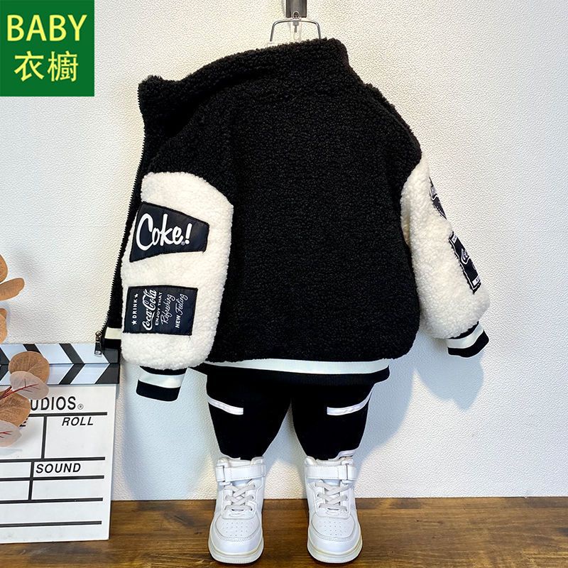 Áo Khoác Bóng Chày Bằng cotton Lót Lông Cừu Dày Thời Trang Phong Cách Mới 2023 Dành Cho Bé Trai