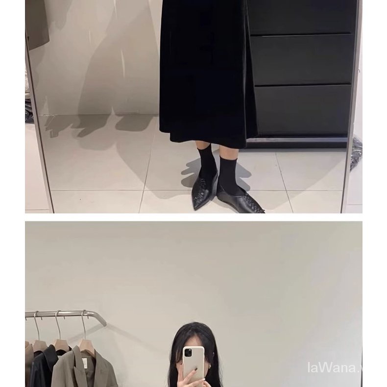 Slightly fat Đầm Nhung Dáng Dài Giả Hai Mảnh Kích Thước Lớn Phong Cách Mới Mùa Thu Pháp 202 Dành Cho Bạn Nữ