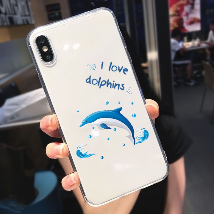 Ốp Điện Thoại Hình Cá Heo Cho iphone 15 14 13 12 11 pro max xs 6 7 8 plus ip11 ip15 ip14 pro max 11