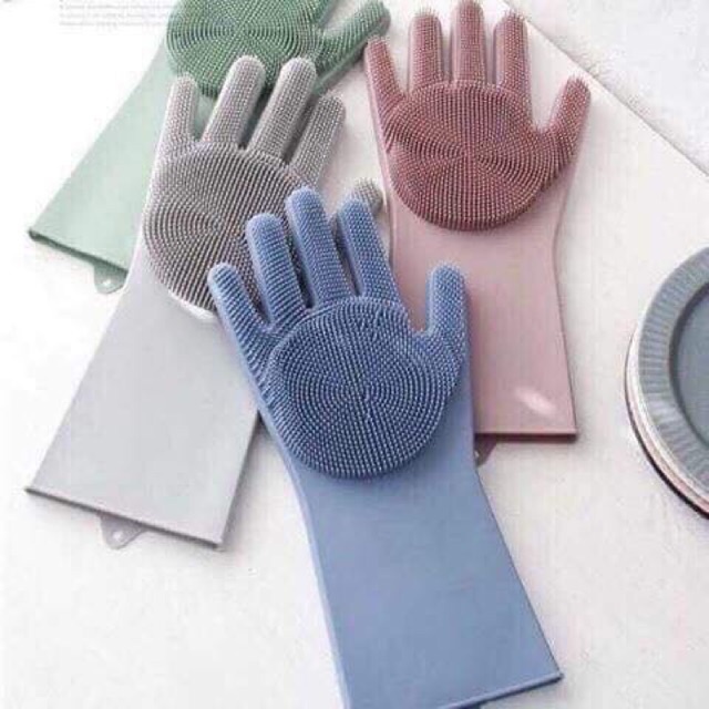 Bao Tay Rửa Chén Silicon, Găng Tay Rửa Chén Bát Silicon Vệ Sinh Nhà Cửa Đa Năng