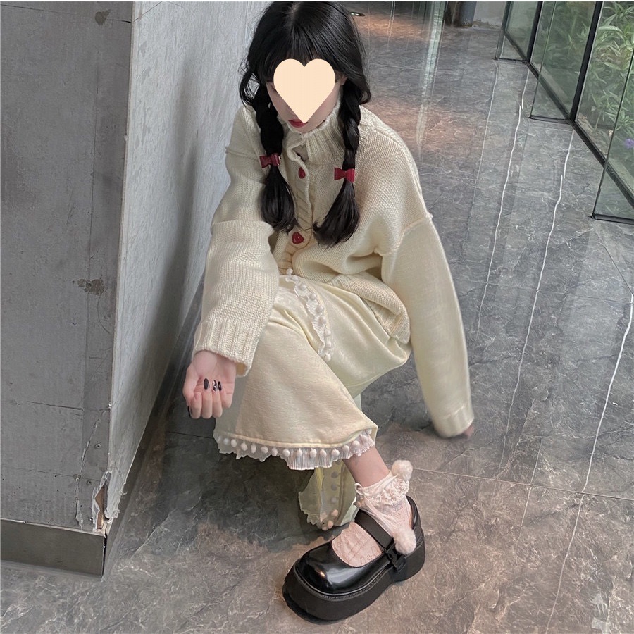 Mới Chân Váy Dài Qua Gối Lưng Cao Phong Cách Nhật Bản Ngọt Ngào Dễ Thương