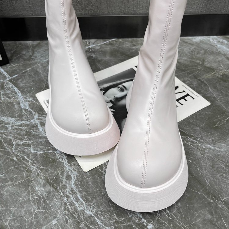 Giày Bốt Cổ Cao Đế Dày Mũi Tròn Có Dây Kéo Sau Lưng size 35-40 Thời Trang Cho Nữ