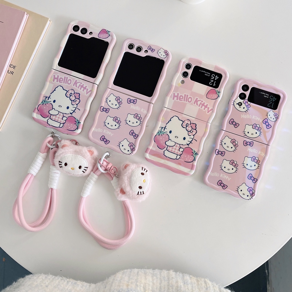 Bao Da Điện Thoại Chống Sốc Hình Hello Kitty Cho samsung galaxy z flip 5 z flip 3 flip 4 5g Ốp