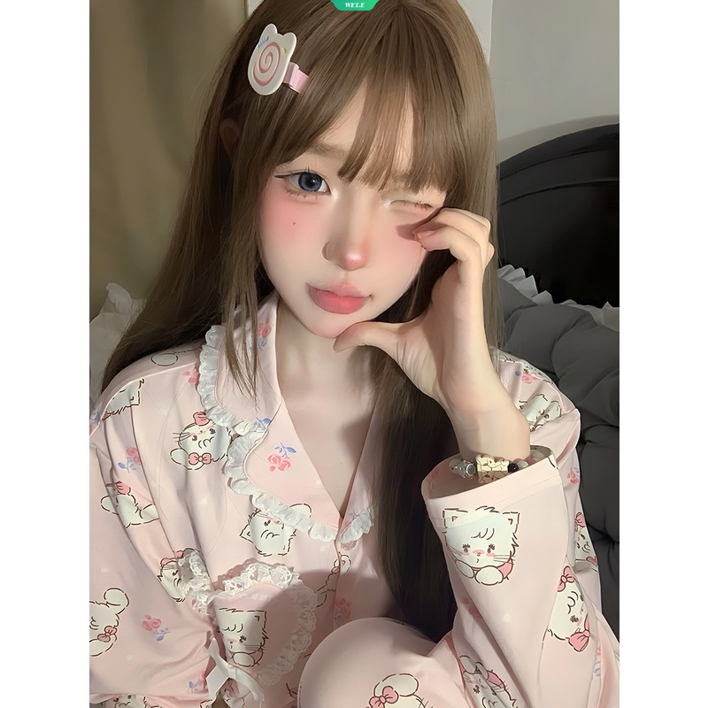 Bộ Đồ Ngủ Tay Dài In Hình Mèo mikko Hoạt Hình Dễ Thương Thời Trang Mùa Đông 2023 Cho Nữ