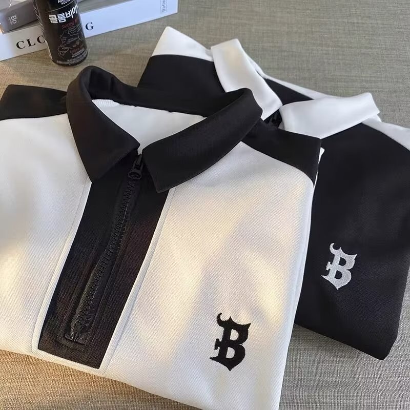 Áo sweater polo Dáng Rộng Màu Tương Phản Phong Cách Đường Phố Mỹ Thời Trang Cho Nam