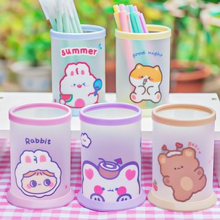 Lọ đựng bút hoạt hình để bàn, ống cắm bút nhựa tự lắp xinh xắn