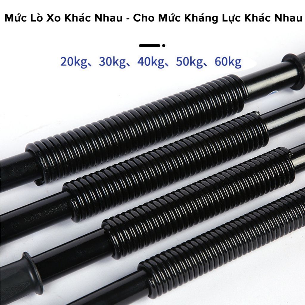 Gậy Lò Xo Bẻ Tập Cơ Tay Ngực Vai Đàn Hồi Cao Bằng Thép Carbon Cao Cấp 20/30/40/50/60kg