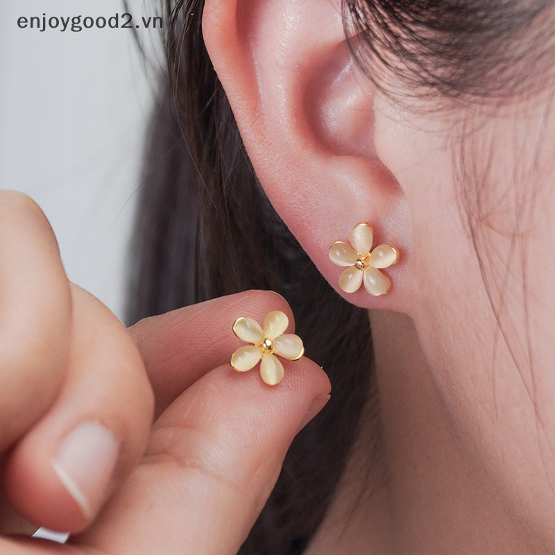 1 Đôi Bông Tai Xương Cá Đính Đá opal Hình Hoa Thời Trang Cho Nữ