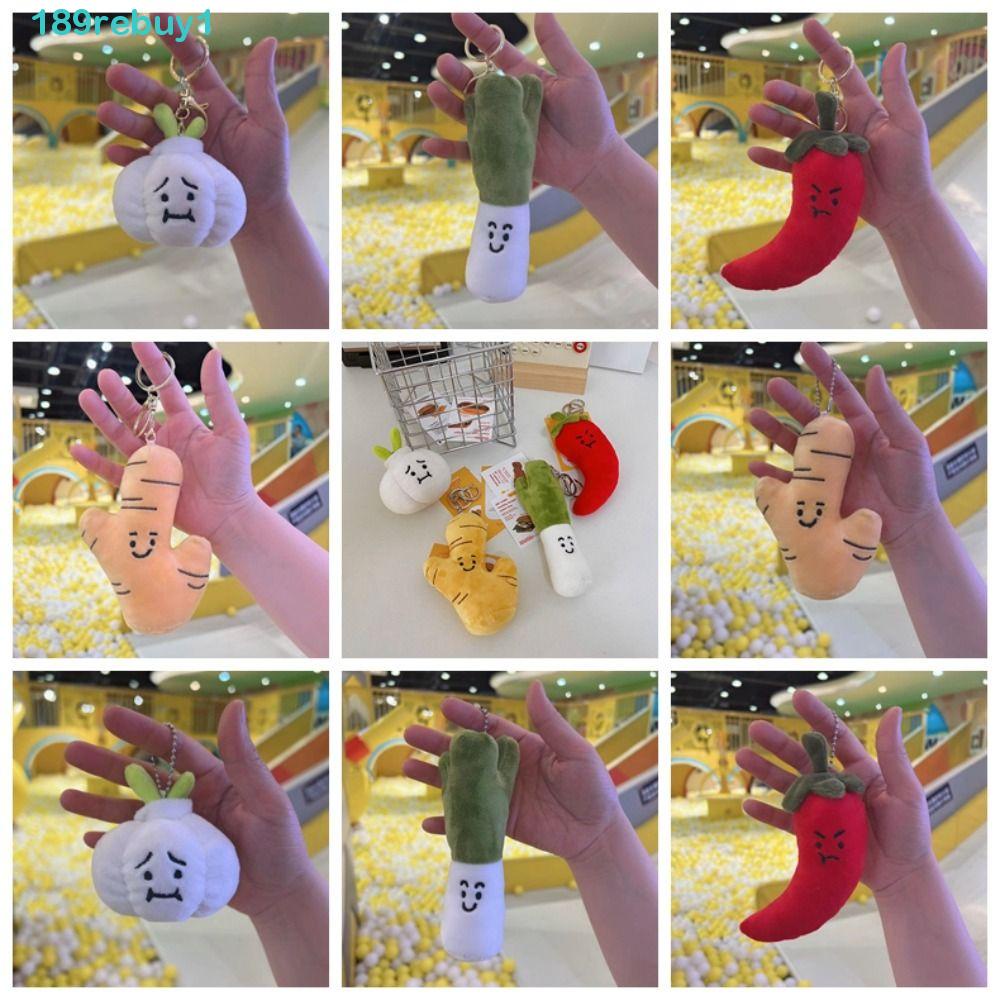 Rebuy1 Móc Khóa Nhồi Bông Thiết Kế Hoạt Hình Rau Củ Quả / Tỏi Ớt hot pepper