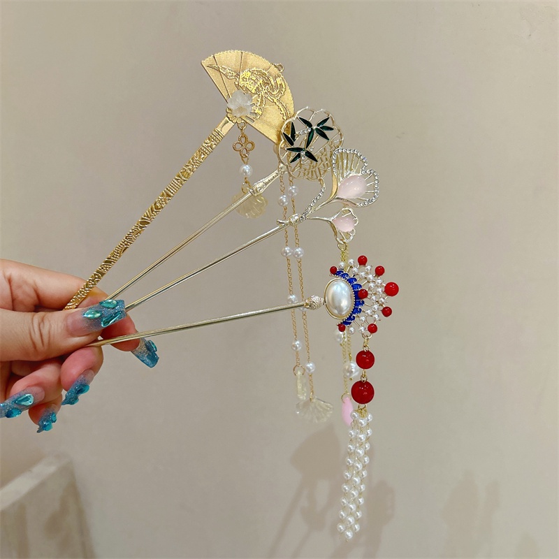 Mới Trâm Cài Tóc Đính Lông Vũ Phong Cách Trung Hoa Cổ Điển Cho Nữ