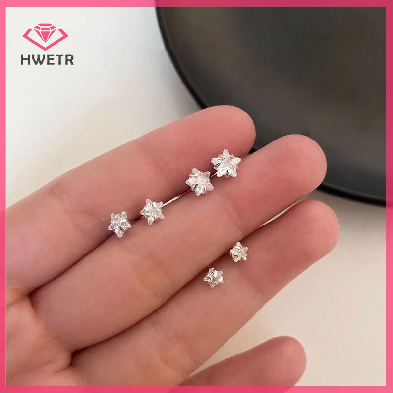 1 Đôi Bông Tai Đính Đá zircon Hình Ngôi Sao Phong Cách Hàn Quốc Dành Cho Nữ Mới