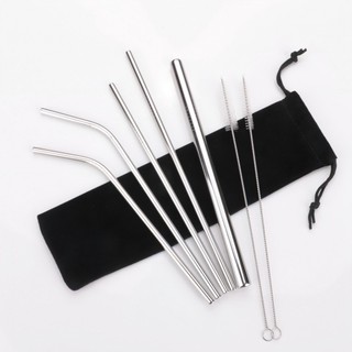 Bộ Ống Hút Inox 304 thép không gỉ, tái chế sử dụng, thân thiện môi trường  kèm Túi Vải - TYriyongpin