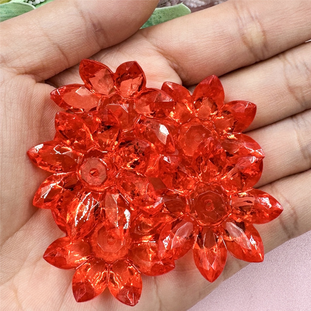 Set 5 Hạt Cườm Nhựa acrylic Trong Suốt Hình Hoa Sen 31mm Làm Trang Sức diy