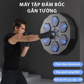 Máy tập đấm bốc theo nhạc treo tường, kết nối bluetooth, đèn định hướng vị trí đấm ngẫu nhiên, chất liệu pu + pp